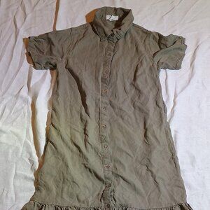 Japna Olive Green Button Down Shirt Dress XS